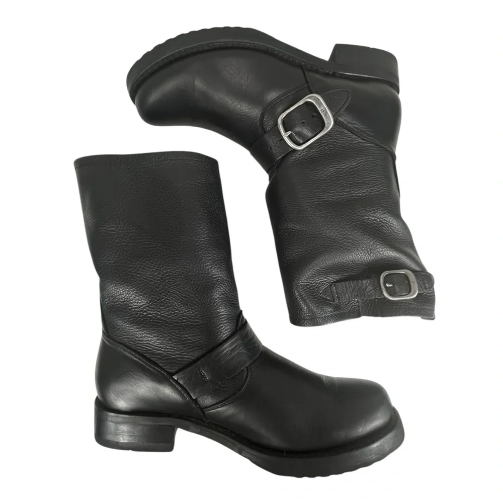 Frye Veronica Flex Short Women’s 6 Black Leather Harness‎ Moto Boots